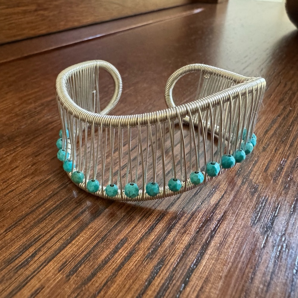 EUC beautiful turquoise sterling wave cuff by Tana Acton. 3/4”W; 6” cuff